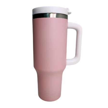 Tumbler rosa 40 oz con agarradera acero inoxidable 304