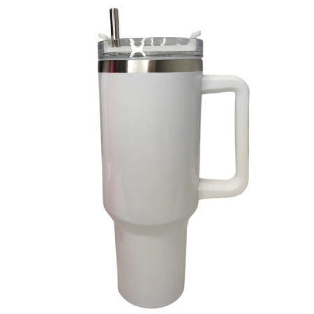 Tumbler blanco 40 oz con agarradera acero inoxidable 304