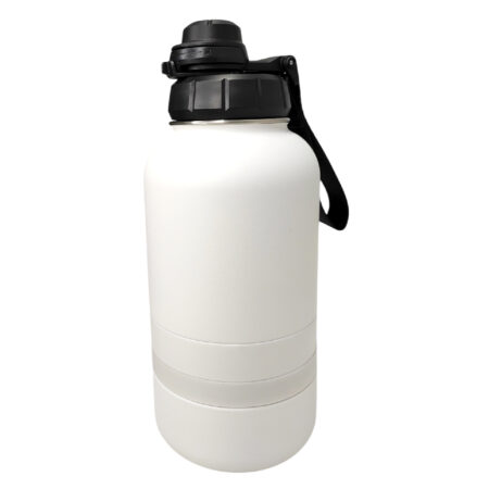 Botella 32oz blanca con compartimiento Acero inoxidable 304