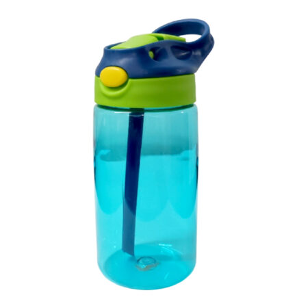 Botella infantil azul 500ml acrílica con tapa azul y verde evs