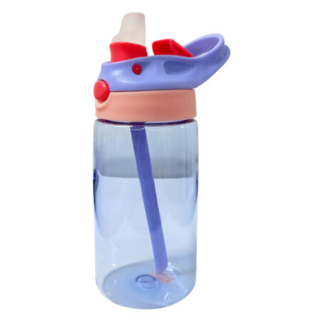 Botella infantil purpura 500ml acrílica con tapa lila y rosado evs
