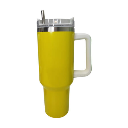 Tumbler amarillo neon 40 oz con agarradera acero inoxidable 304