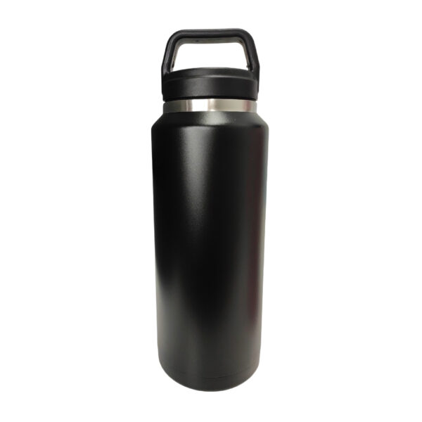 Botella negra 36oz tapa con asa acero inoxidable 304