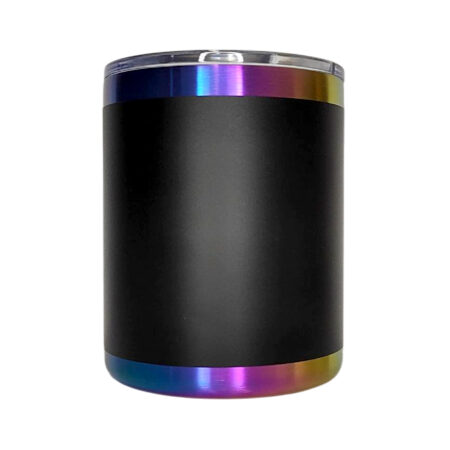 Vaso whiskero 350ml Negro mate con fondo tornasol Acero inoxidable 304