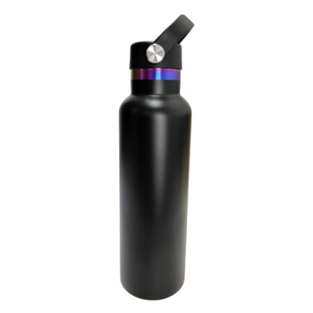 Botella 600ml térmica Negra con fondo tornasol Acero inoxidable 304