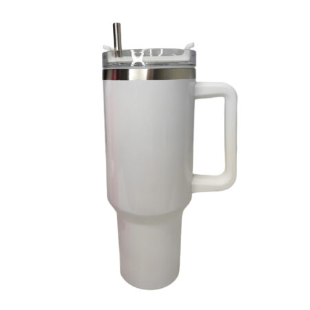 Tumbler blanco 40 oz con agarradera acero inoxidable 304