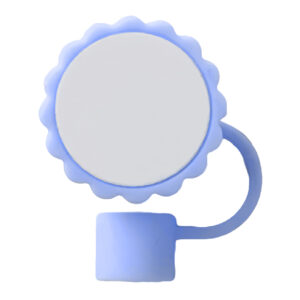Cubierta para pajilla de silicona azul claro forma de girasol
