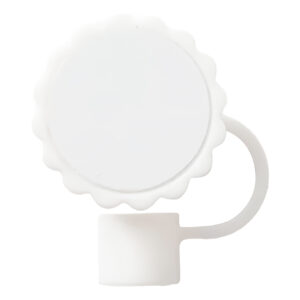 Cubierta para pajilla de silicona blanco forma de girasol