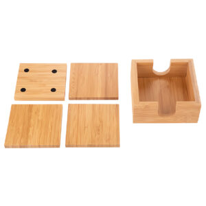 Juego de 4 posavasos de bambú cuadrados para sublimación 9.7x9.7cm
