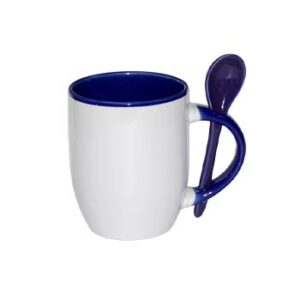 Taza 11oz con cuchara y fondo de color azul