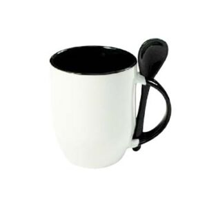 Taza 11oz con cuchara y fondo de color negro