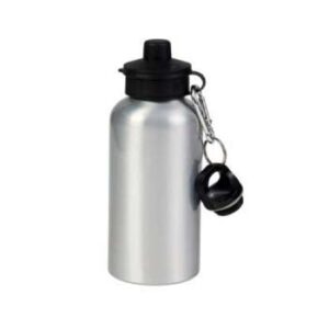Botella de aluminio dos tapas 600ml Plata