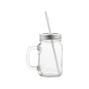 Mason Jar transparente 12oz con tapa y pajilla