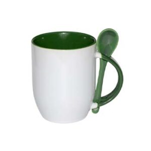 Taza 11oz con cuchara y fondo de color verde
