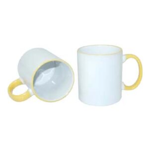 Taza de 11 oz - con Borde y Agarradera Amarillo.