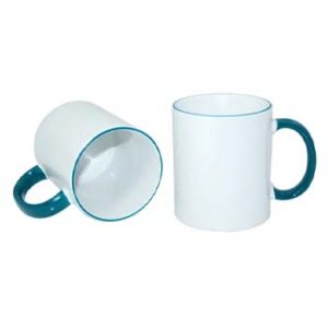 Taza de 11 oz - con Borde y Agarradera Verde.