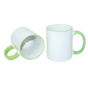 Taza de 11 oz - con Borde y Agarradera Verde Claro.