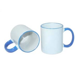 Taza de 11 oz - con Borde y Agarradera Celeste.