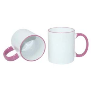 Taza de 11 oz - con Borde y Agarradera Rosado.