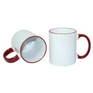 Taza de 11 oz - con Borde y Agarradera Marrón.