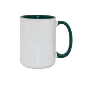 Taza de 15 oz - con fondo y agarradera verde.
