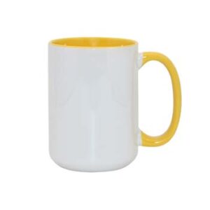 Taza de 15 oz - con fondo y agarradera amarillo.