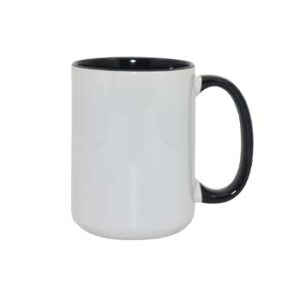Taza de 15 oz - con fondo y agarradera negro.