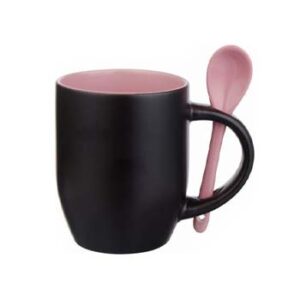 Taza Mágica de 11 oz con Fondo y Cuchara de Color - Rosa.