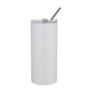 Vaso térmico blanco de acero inoxidable con tapa y pajilla 600ml