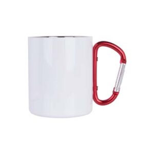 Taza acero inoxidable carabiner handle Blanca 300ml