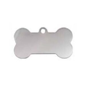 Placa de acero inoxidable 5x3cm con forma de hueso (Grabado Láser)