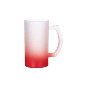 Jarra cervecera glaseada de 16oz con degradado rojo