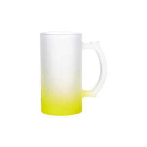 Jarra cervecera glaseada de 16oz con degradado amarillo claro