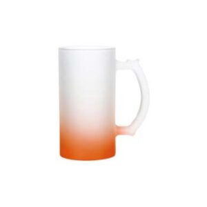 Jarra cervecera glaseada de 16oz con degradado naranja
