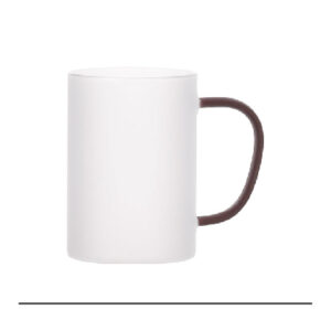 Taza glaseada de vidrio de 12oz con agarradera café