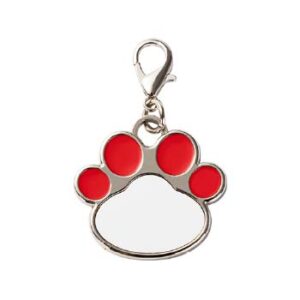 Placa para mascota con forma de huella roja