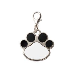 Placa para mascota con forma de huella negra