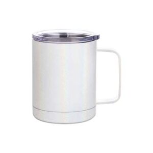 Taza blanca escarchada encapsulada acero inoxidable con agarradera y tapa 12oz