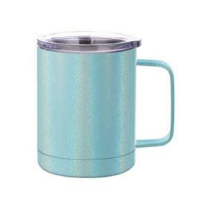Taza menta escarchada encapsulada acero inoxidable con agarradera y tapa 12oz