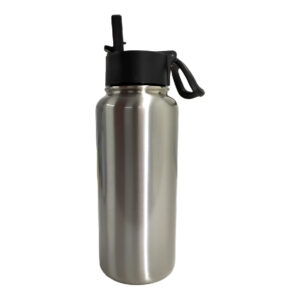 Botella plata con tapa y pajilla de 32oz Acero inoxidable 304 (Sublimación)