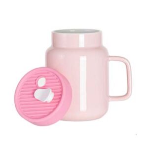 Jarra mason de vidrio 20oz con tapa de silicón rosa