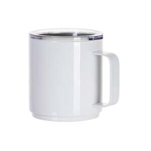 Taza blanca acero inoxidable apilable con agarradera 13oz