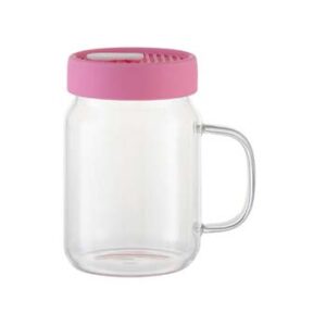 Jarra mason transparente 20oz con tapa de silicón rosa