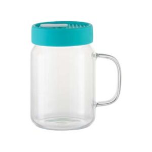 Jarra mason transparente 20oz con tapa de silicón verde menta