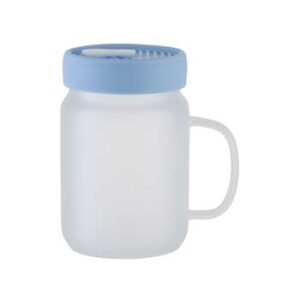 Jarra mason glaseada 20oz con tapa de silicón celeste