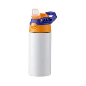 Botella Blanca 500ml niño tapa Naranja y Azul Color Make