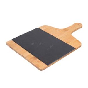 Tabla para picar de bambú con pieza de piedra negra (Grabado Láser)