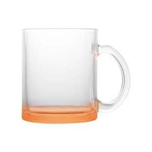 Taza de vidrio 11oz transparente con fondo naranja