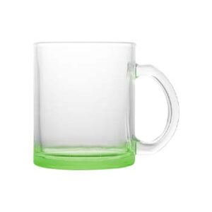 Taza de vidrio 11oz transparente con fondo verde