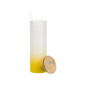 Vaso de vidrio glaseado 20oz con degradado amarillo